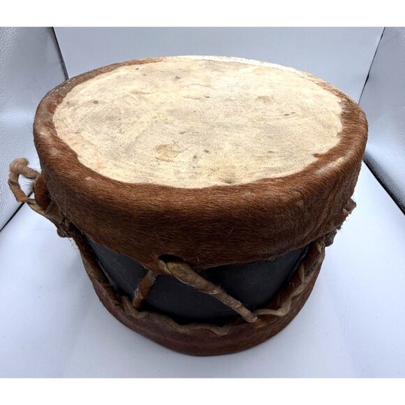 Vintage 2 Sided Native American Indian Rawhide Stretched Drum 12” X 10” Handmade - Picture 4 of 11